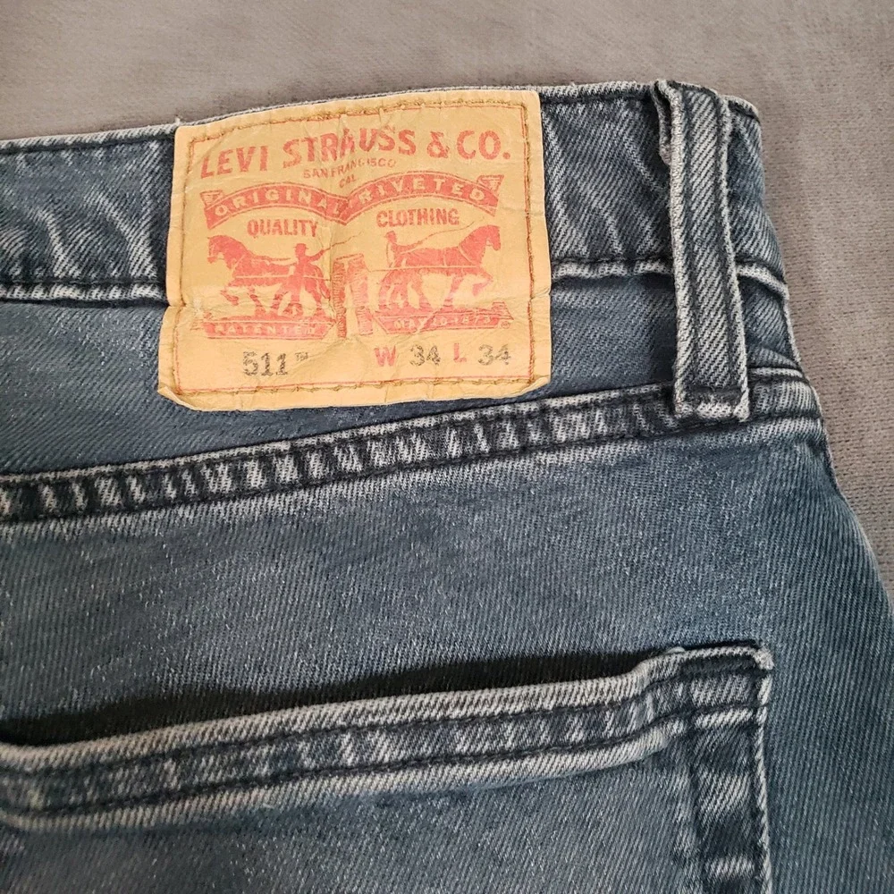 Levi's 511 Slim Fit Jeans Mens 34x34 Blue Denim Stretch 04511-5435